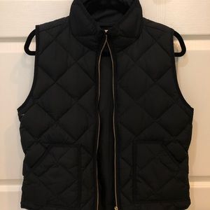 J Crew Quilted Down Vest in Black MEDIUM